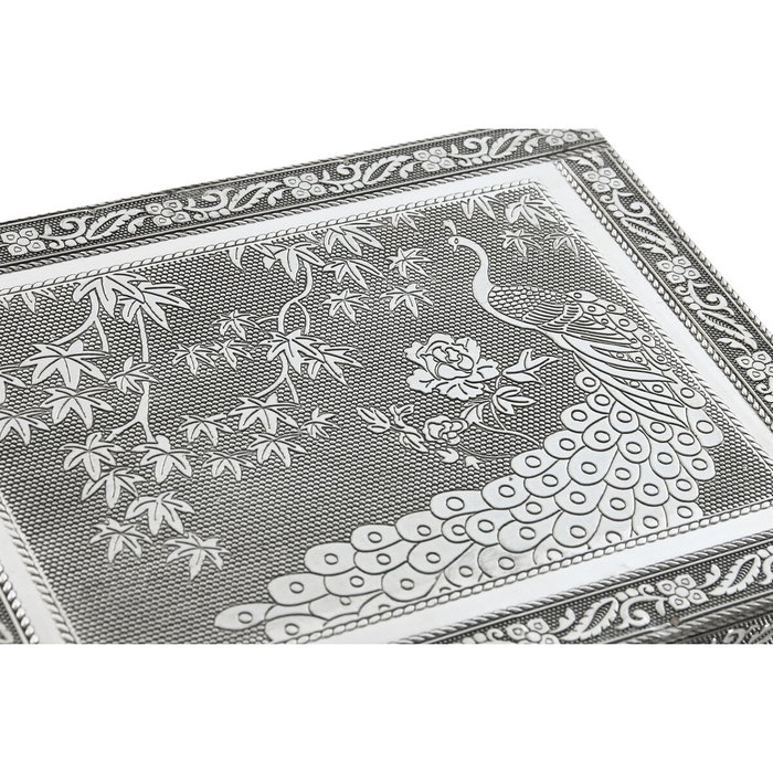 DKD Home Decor Joyero de Madera y Aluminio Pavo Real Verde