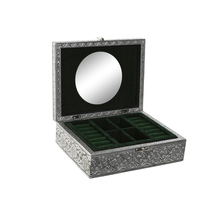 DKD Home Decor Joyero de Madera y Aluminio Pavo Real Verde