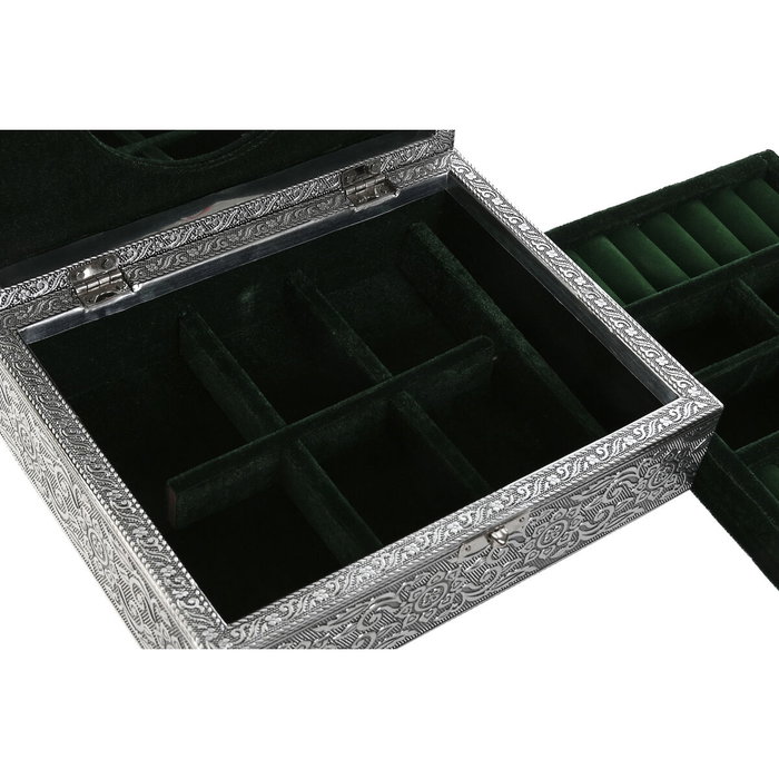 DKD Home Decor Joyero de Madera y Aluminio Pavo Real Verde