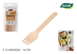 Algon Set de 12 Tenedores de Madera 16 cm (36 Unidades)