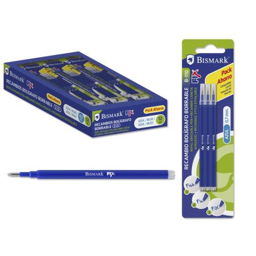 Bismark Recambio Bolígrafo De Tinta Borrable Blíster De 3 Azul Bismark Recambio Bolígrafo De Tinta Borrable Blíster De 3 Azul