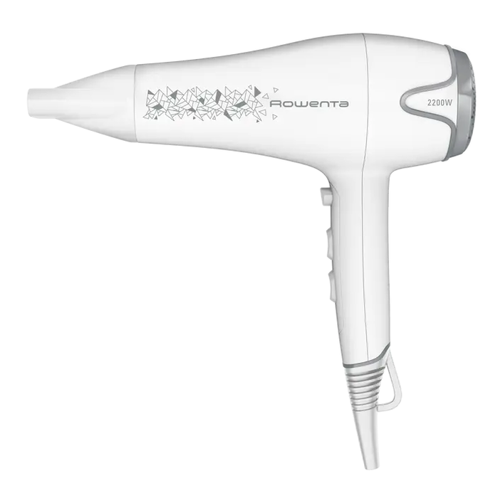 Rowenta CV5709F0 Secador de Pelo 2200W Blanco, Secado Rápido con Boquilla Concentradora, Difusor y Aire Frío, 3 Temperaturas y 2 Velocidades, Cable 1.8m
