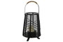 DKD Home Decor Portavelas Metal Ratan Negro 23x23x31,5