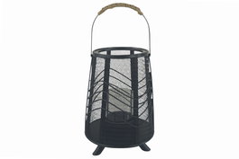 DKD Home Decor Portavelas Metal Ratan Negro 23x23x31,5
