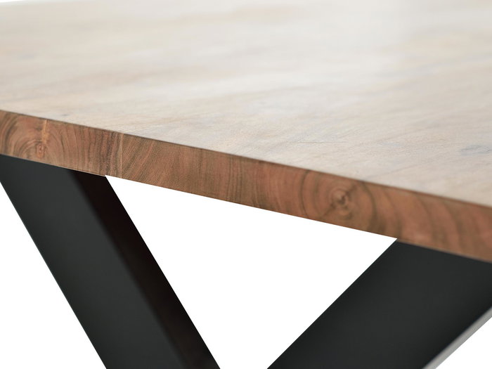 GINER Y COLOMER Mesa de Comedor Acacia Natural con Patas de Metal Negro 160x100cm GINER Y COLOMER Mesa de Comedor Acacia Natural con Patas de Metal Negro 160x100cm