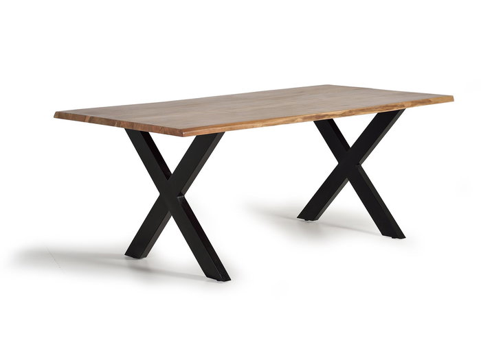 GINER Y COLOMER Mesa de Comedor Acacia Natural con Patas de Metal Negro 160x100cm GINER Y COLOMER Mesa de Comedor Acacia Natural con Patas de Metal Negro 160x100cm
