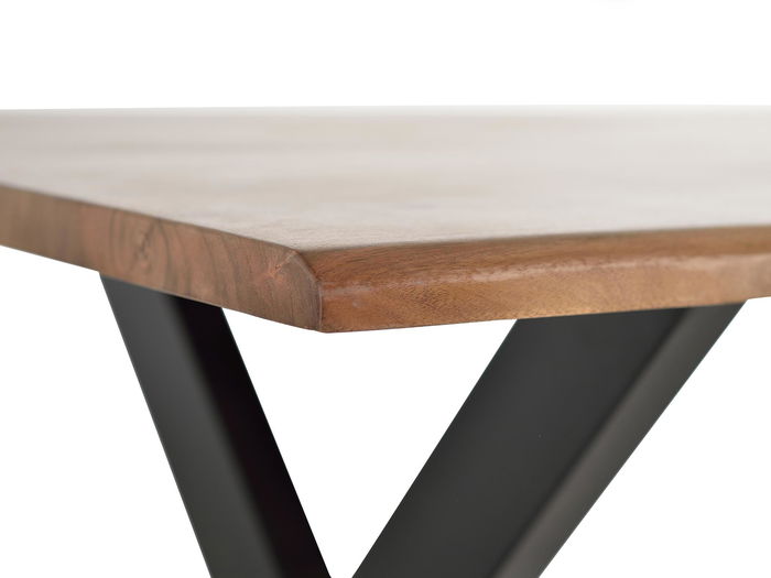 GINER Y COLOMER Mesa de Comedor Acacia Natural con Patas de Metal Negro 160x100cm