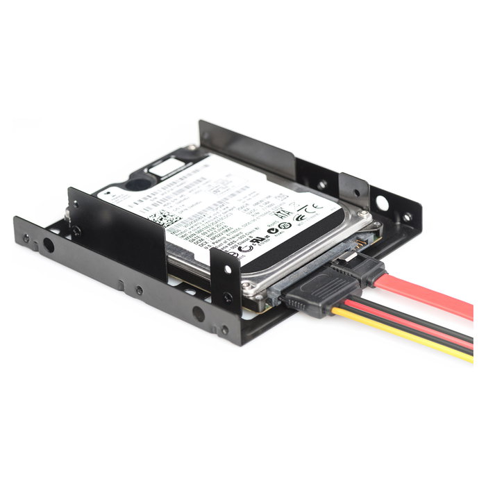 Digitus DA-70434 Marco interno de montaje para 2 unidades HDD/SSD de 2.5", Bracket de metal negro con juego de cables incluido