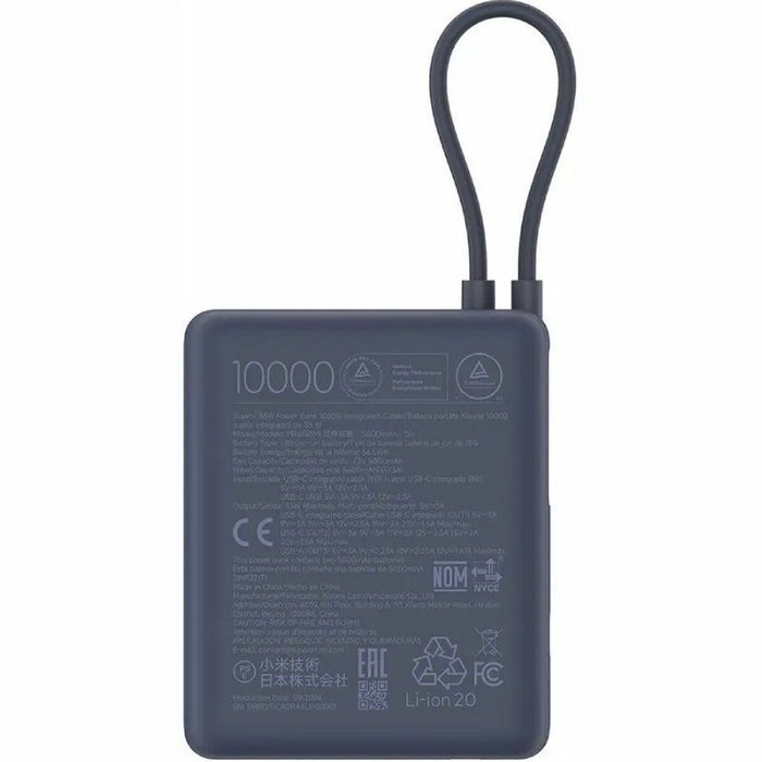 XIAOMI Power Bank 10000 con cable integrado 33W Azul