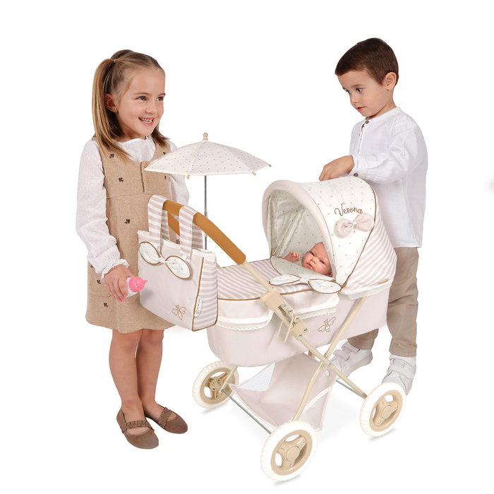 Decuevas Carro de Muñecas Plegable Verona con Sombrilla y Bolso