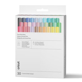 Cricut Bolígrafos de Punta Fina Gama Ultimate, 0.4 mm, Pack de 30 unidades + Adaptador