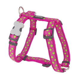 Petral Rd Style Stars Lime On Hot Pink 15 mm Cuello: 30-48 cm (Set de 10)