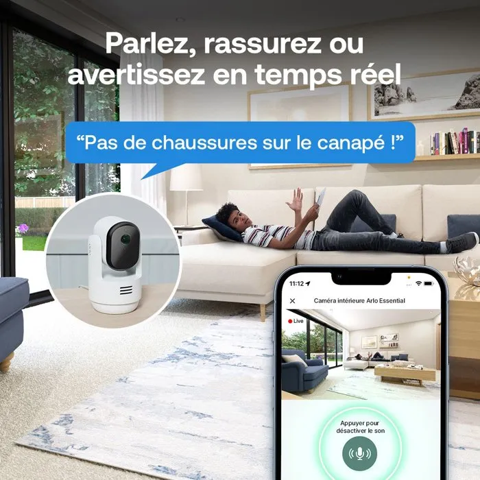 Arlo Essential 3 2K Cámara de Vigilancia Interior 360° AABTO57404
