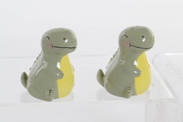 DKD Home Decor Set de 2 Saleros Dinosaurio Verde
