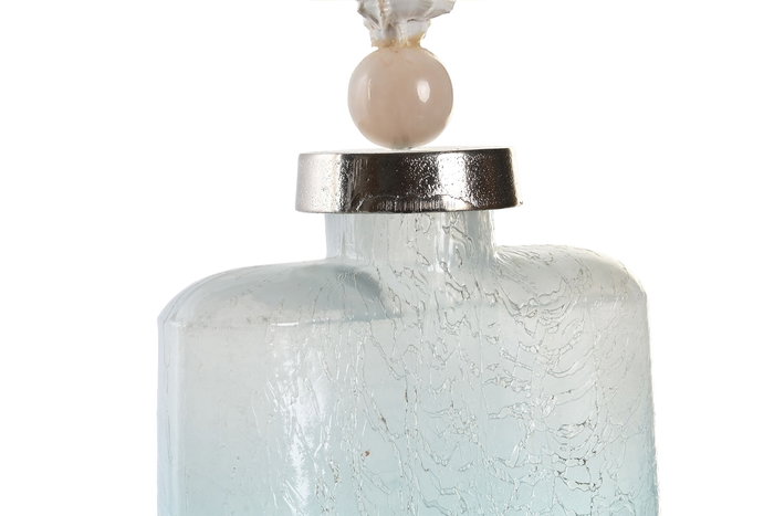 DKD Home Decor Jarrón Mediterráneo Azul Cristal y Aluminio 17 x 43 x 9 cm