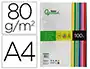Liderpapel Papel Color A4 80gr Paquete de 100 Hojas (25 Colores Surtidos)