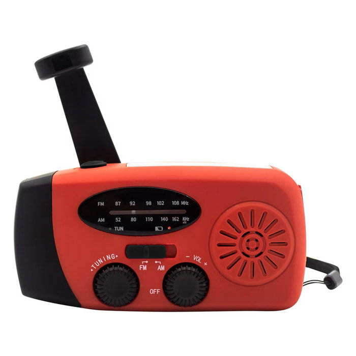Denver SCR-2005 Radio Solar con Manivela y Linterna LED Roja/Negra