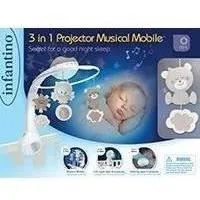Infantino INF0773554049152 Móvil musical y proyector Dulce Noche 3 en 1 Gris