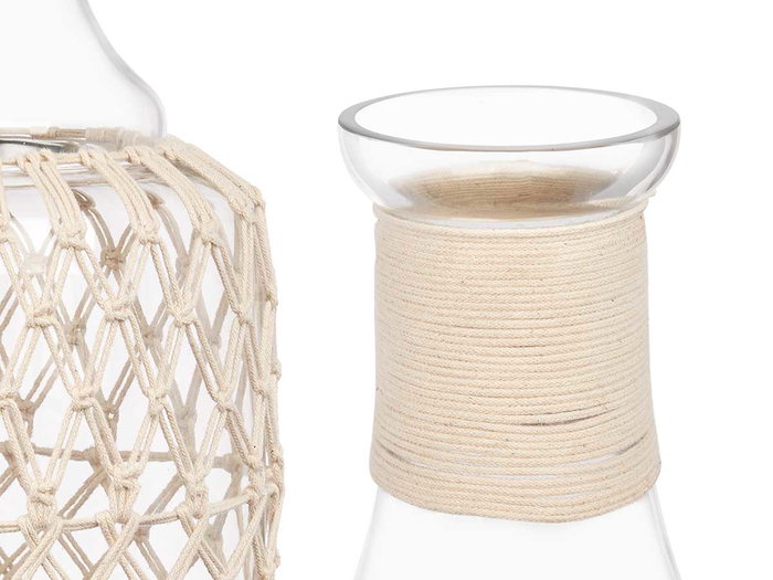 Giftdecor Botella Vidrio Cuerda Blanca Transparente 20 cm x 48 cm x 20 cm (Set de 2)