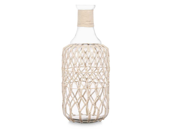 Giftdecor Botella Vidrio Cuerda Blanca Transparente 20 cm x 48 cm x 20 cm (Set de 2)