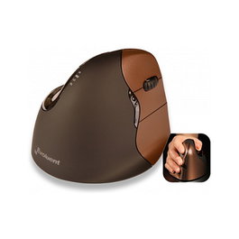 Evoluent BakkerElkhuizen4 Ratón Ergonómico Vertical Inalámbrico Mano Derecha 2600 DPI Negro Marrón
