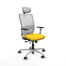 PIQUERAS Y CRESPO Silla de oficina Haches con mecanismo Sincro/Traslack Amarillo y Blanco