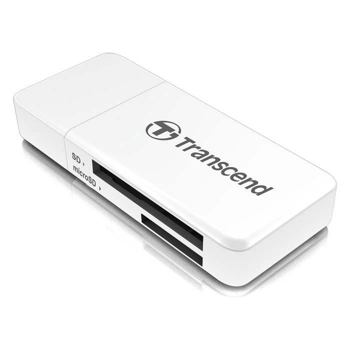 Transcend TS-RDF5W Lector de Tarjetas USB 3.2 Gen 1 Blanco para MicroSDHC, MicroSDXC, SDHC, SDXC con Conexion USB Type-A