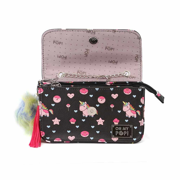 Oh My Pop Bolso Bandolera Satchel Cadena Popnicorn Negro