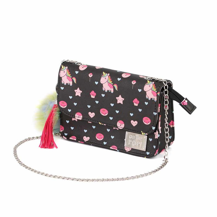 Oh My Pop Bolso Bandolera Satchel Cadena Popnicorn Negro