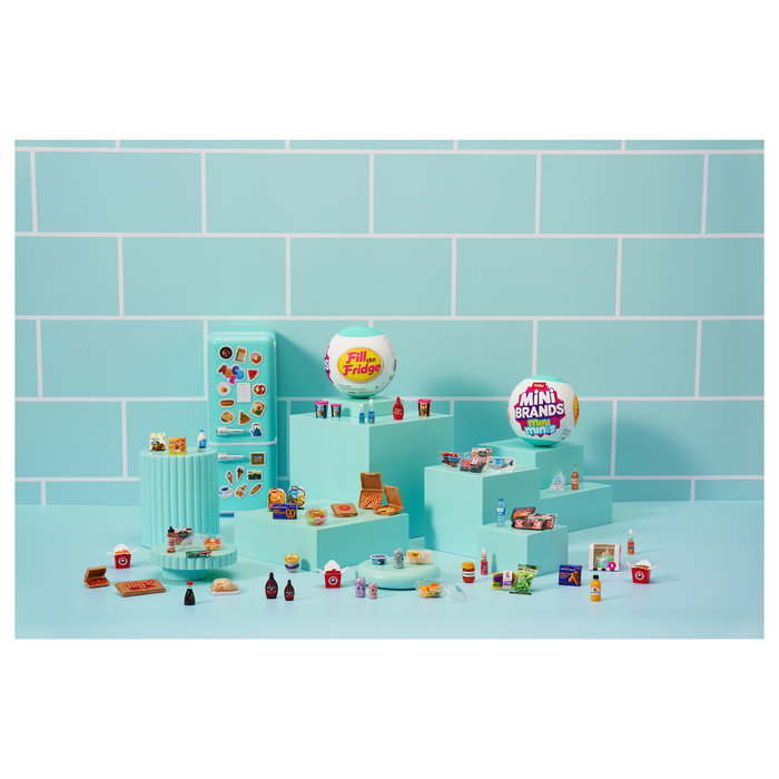 ZURU Mini Brands 77673 - Mini Minis Fill the Fridge Playset con Iluminación para niños de 8 años en adelante, Multicolor