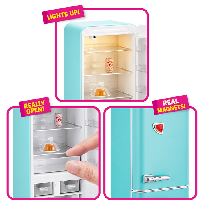 ZURU Mini Brands 77673 - Mini Minis Fill the Fridge Playset con Iluminación para niños de 8 años en adelante, Multicolor