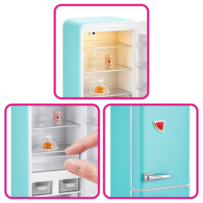 ZURU Mini Brands 77673 - Mini Minis Fill the Fridge Playset con Iluminación para niños de 8 años en adelante, Multicolor