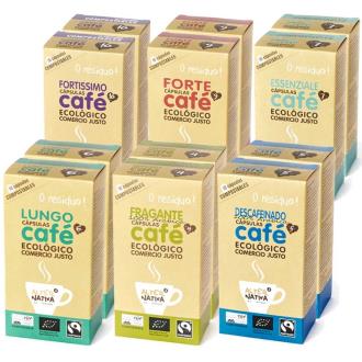 ALTERNATIVA 3 Café en Cápsulas Compostables Bio 120 Unidades - Pack Variedades (Fragante, Lungo, Essenziale, Forte, Fortissimo, Descafeinado) Compatibles con Nespresso® ALTERNATIVA 3 Café en Cápsulas Compostables Bio 120 Unidades - Pack Variedades (Fragante, Lungo, Essenziale, Forte, Fortissimo, Descafeinado) Compatibles con Nespresso®