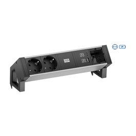 Bachmann Desk 2 Alu Black con 2 salidas AC y 2 puertos USB