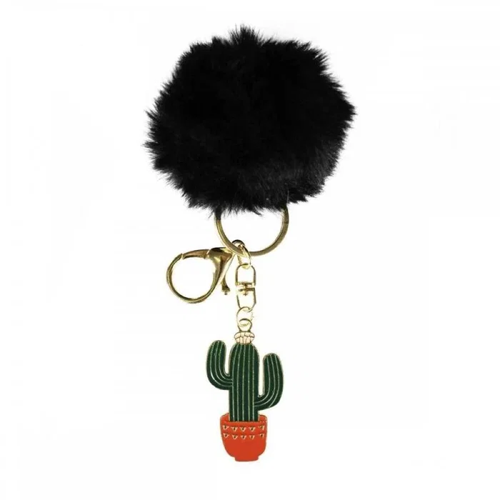 Enesco Llavero Cactus con Pompón Negro - Accesorio para Llaves Decorativo