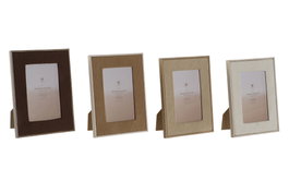 DKD Home Decor Set de 4 Marcos para Fotos 15x20 Velvet y Cristal Beige/Marrón
