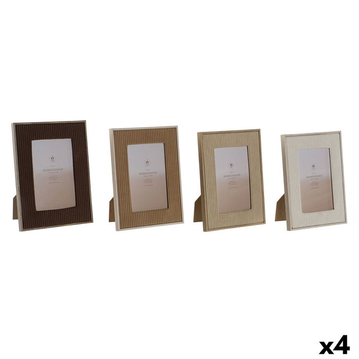 DKD Home Decor Set de 4 Marcos para Fotos 15x20 Velvet y Cristal Beige/Marrón