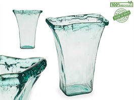 Giftdecor Jarron Vidrio Vesubio 35 cm Transparente Cristal Reciclado 27x34.5x14 cm (Set de 2)