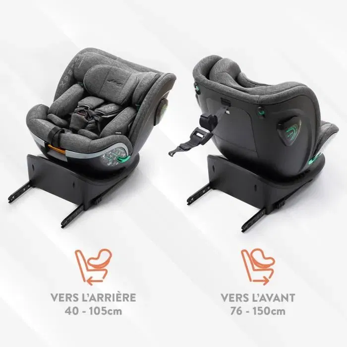 Babyauto Silla de Coche Xperta Grey Dobby I-Size ISOFIX Giratoria 360° ECE R129 Desde el Nacimiento hasta los 12 Años 0-36 kg