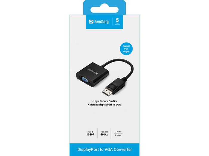 Sandberg Adaptador DisplayPort a VGA para Conectar Monitor