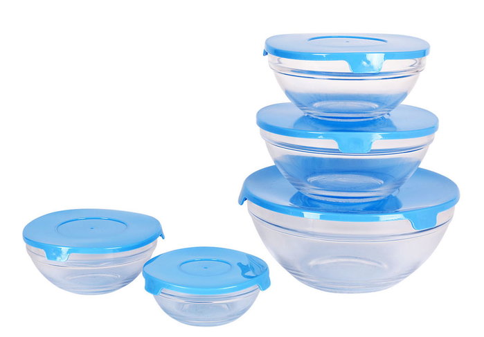 La Mediterranea Set de 5 Boles con Tapa Azul Adele La Mediterranea Set de 5 Boles con Tapa Azul Adele