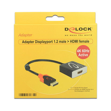 DeLOCK DisplayPort a HDMI Adaptador (ST - BU) - Compatible 4K/60Hz, Alta Velocidad, para PC, Monitor, Proyector