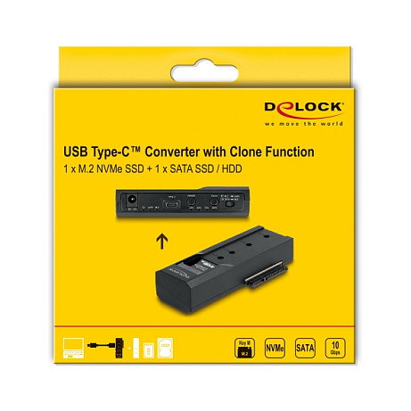 DeLOCK Convertidor USB Type-C 64252 para 1 x M.2 NVMe y 1 x SATA SSD/HDD con clonación DeLOCK Convertidor USB Type-C 64252 para 1 x M.2 NVMe y 1 x SATA SSD/HDD con clonación