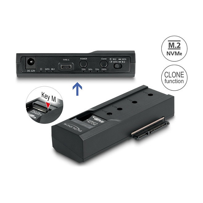 DeLOCK Convertidor USB Type-C 64252 para 1 x M.2 NVMe y 1 x SATA SSD/HDD con clonación DeLOCK Convertidor USB Type-C 64252 para 1 x M.2 NVMe y 1 x SATA SSD/HDD con clonación