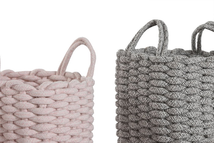 DKD Home Decor Set de 2 Cestas de Cuerda Surtidas 30x30x43 cm