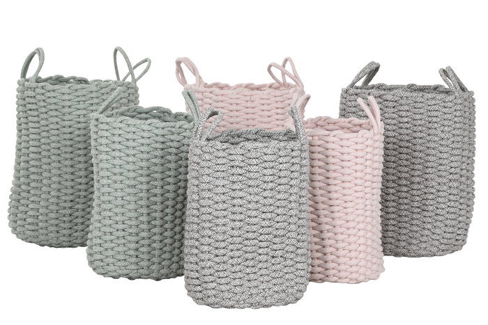 DKD Home Decor Set de 2 Cestas de Cuerda Surtidas 30x30x43 cm