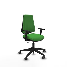 PIQUERAS Y CRESPO Silla de oficina Elche Verde con Base Negra y Brazos 1D