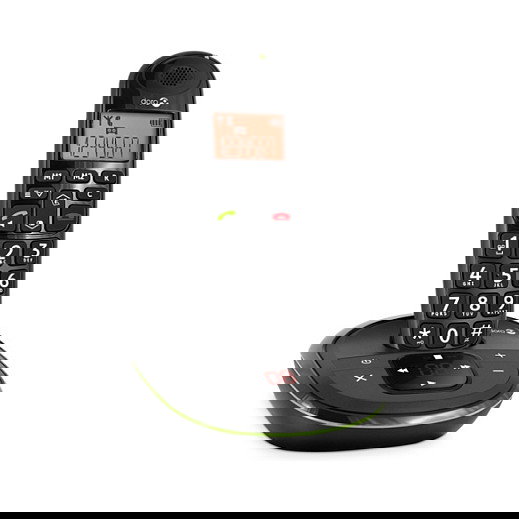 Doro PhoneEasy 105wr Teléfono DECT Negro con Contestador Automático, Altavoz, Agenda 20 Entradas, Alcance 300 m