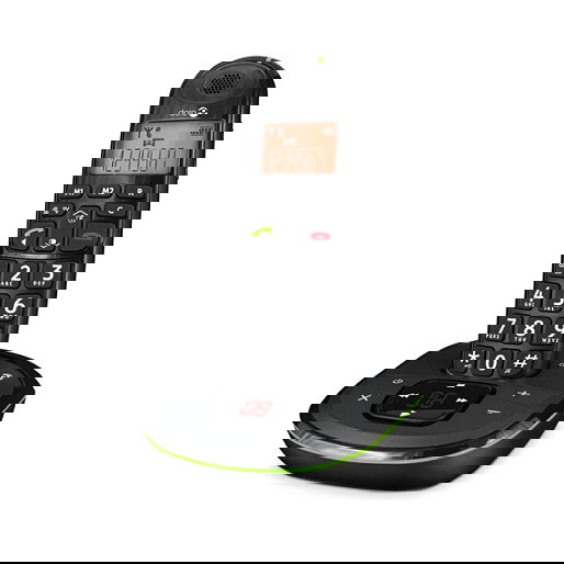 Doro PhoneEasy 105wr Teléfono DECT Negro con Contestador Automático, Altavoz, Agenda 20 Entradas, Alcance 300 m