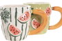 DKD Home Decor Tazas de Gres Sandía Relieve 400ml Pack de 4